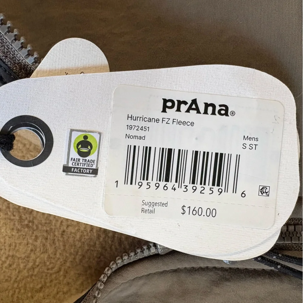 Prana Hurricane Full Zip Fleece Jacket Mens Sz S Tan 90s Inspired Sherpa Coat